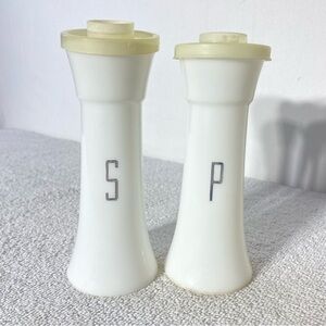 Vintage Tupperware White Hourglass Salt & Pepper Shakers